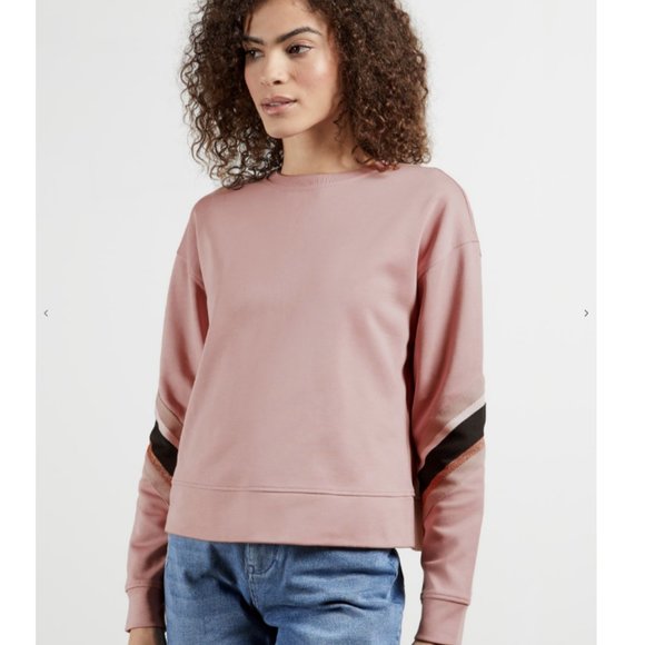 Ted Baker Jjordan Sweatshirt With Knitted Stripe Pale Pink size 2 nwot - Picture 1 of 13